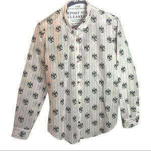 The Kooples White, Red, & Black Print Button Down